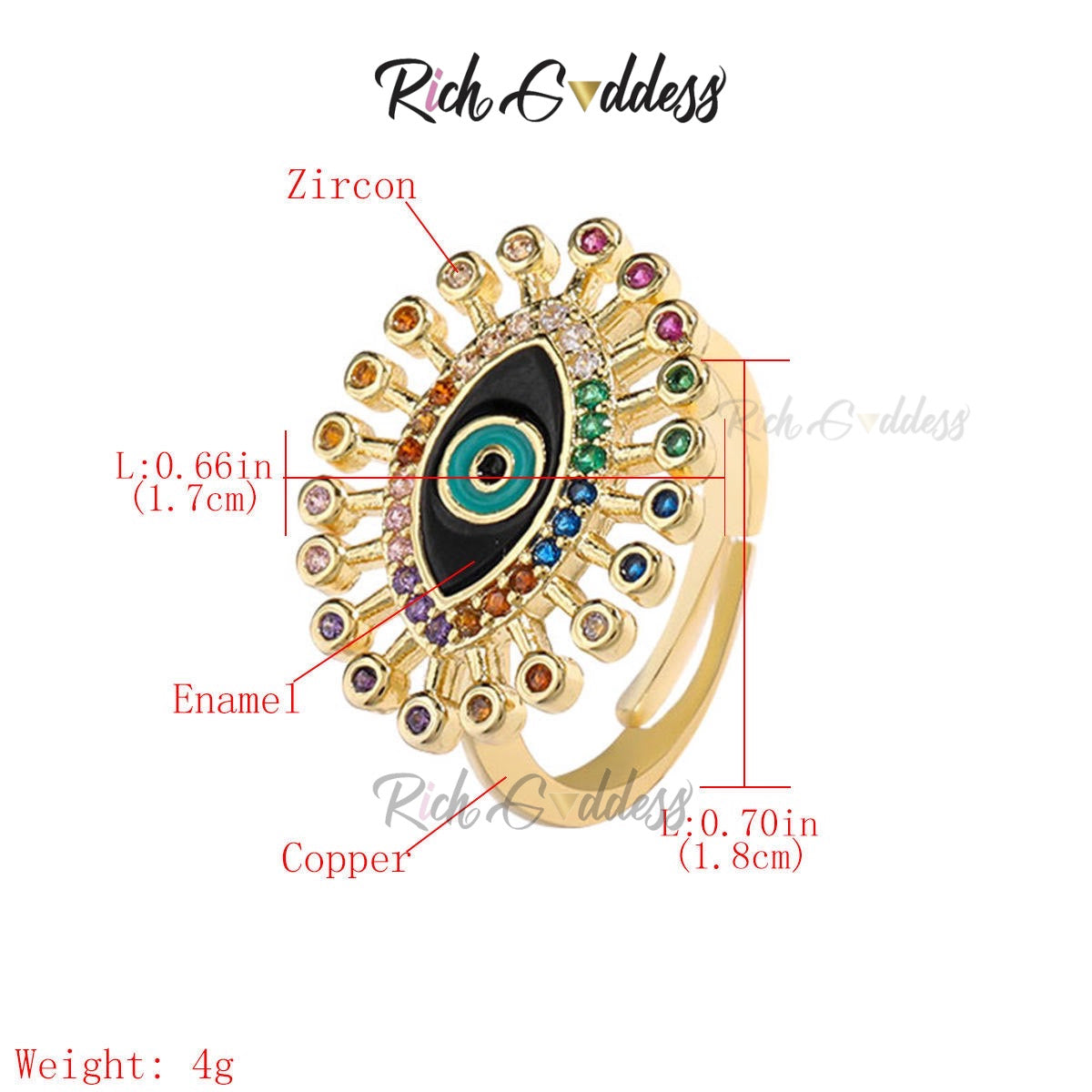 Rich Goddess- Colors of the Eye Adjustable Ring
