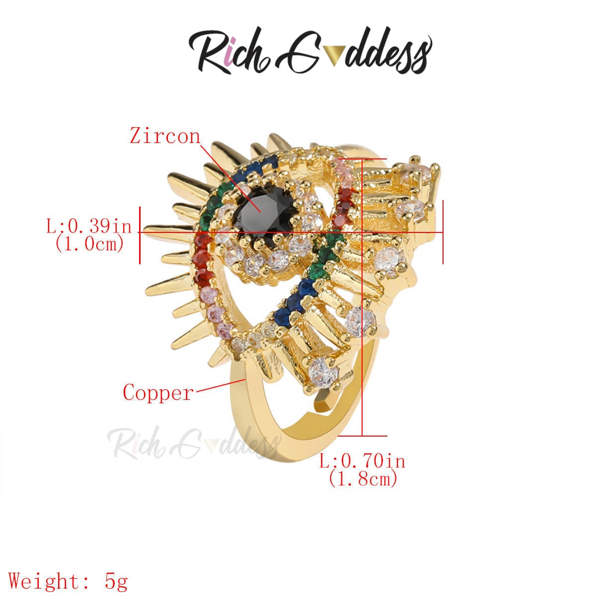 Rich Goddess- The Bold Eye Adjustable Ring